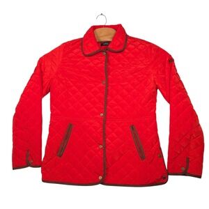 Lauren Ralph Lauren Quilted Jacket Size Medium Barn Coat Faux Suede Trim Diamond